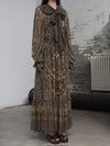 INTO THE EAST 25 Autumn/Winter Lotus Collar Silk Print Ribbon Dress ITE-E1DGAW016GR21DS-LV Green